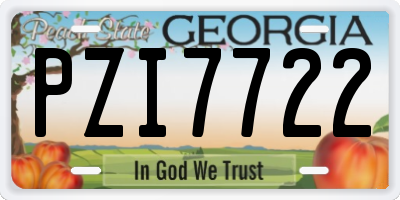 GA license plate PZI7722