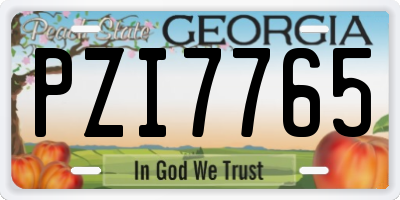 GA license plate PZI7765