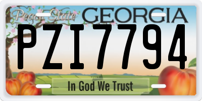GA license plate PZI7794