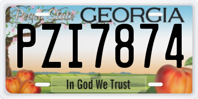GA license plate PZI7874