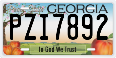 GA license plate PZI7892