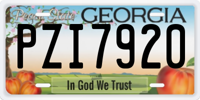 GA license plate PZI7920