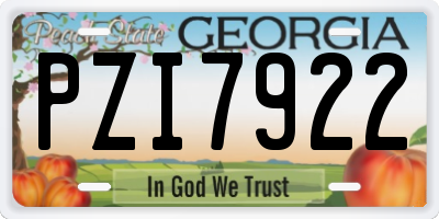GA license plate PZI7922
