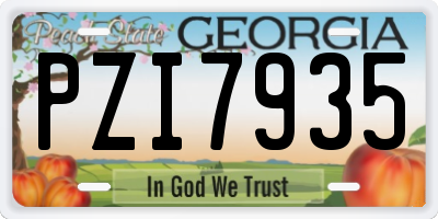 GA license plate PZI7935