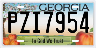 GA license plate PZI7954