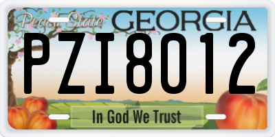 GA license plate PZI8012
