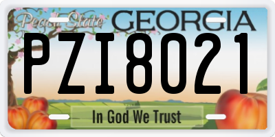 GA license plate PZI8021