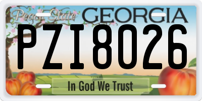 GA license plate PZI8026