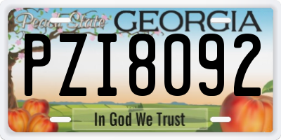 GA license plate PZI8092