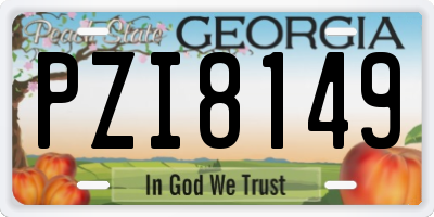 GA license plate PZI8149