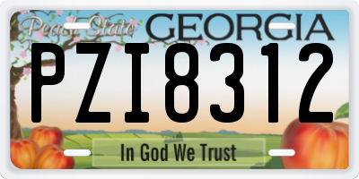GA license plate PZI8312