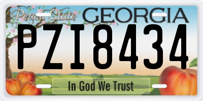 GA license plate PZI8434
