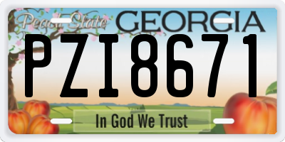 GA license plate PZI8671