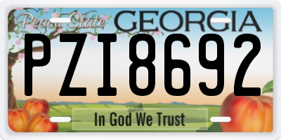 GA license plate PZI8692