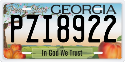 GA license plate PZI8922