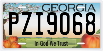 GA license plate PZI9068