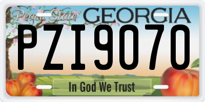 GA license plate PZI9070