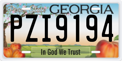 GA license plate PZI9194