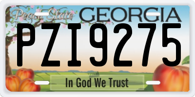 GA license plate PZI9275