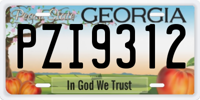GA license plate PZI9312