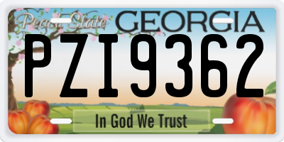 GA license plate PZI9362