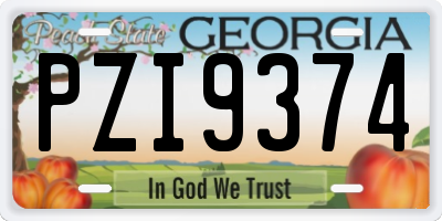 GA license plate PZI9374