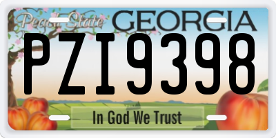 GA license plate PZI9398