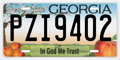 GA license plate PZI9402