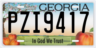 GA license plate PZI9417