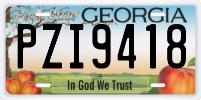 GA license plate PZI9418