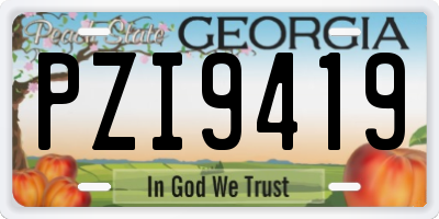GA license plate PZI9419