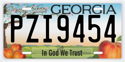 GA license plate PZI9454