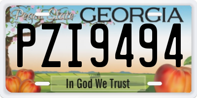 GA license plate PZI9494