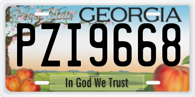 GA license plate PZI9668