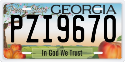 GA license plate PZI9670