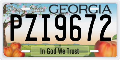 GA license plate PZI9672