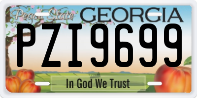 GA license plate PZI9699