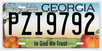 GA license plate PZI9792
