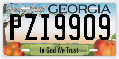 GA license plate PZI9909