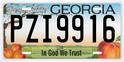 GA license plate PZI9916
