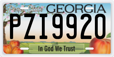 GA license plate PZI9920