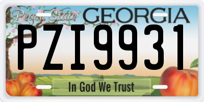 GA license plate PZI9931