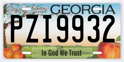 GA license plate PZI9932