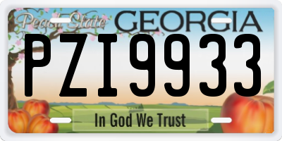 GA license plate PZI9933