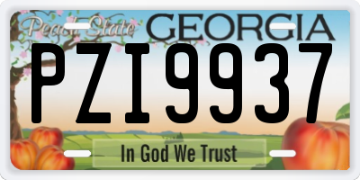GA license plate PZI9937