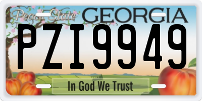 GA license plate PZI9949