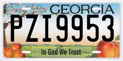 GA license plate PZI9953