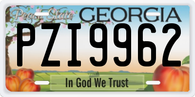 GA license plate PZI9962