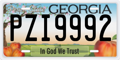 GA license plate PZI9992