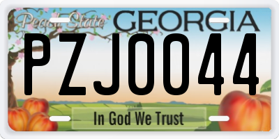 GA license plate PZJ0044